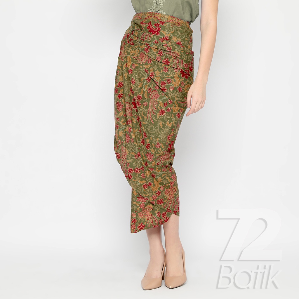 ROK BATIK SPAN Skirt Lilit Kebaya Instan Modern Wanita Motif Kembang Warna Hijau Army Merah 729962 Cap 72 - Rok Batik Lilit Bawahan Skirt Kamen Kebaya Songket Batik Panjang Plisket Span Instan Jadi Bali Lembaran Premium Modern Untuk Wanita Kondangan