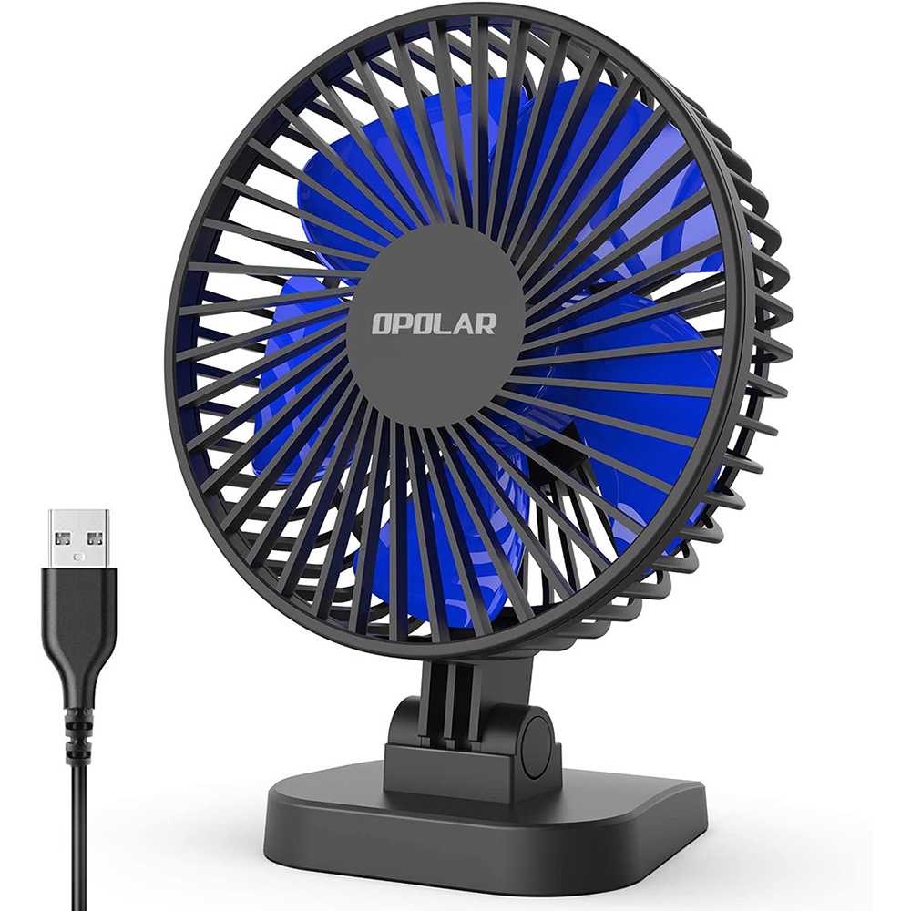 Kecil Tapi Powerful Kipas Angin Meja 3 Kecepatan Mini Portable Electric Fan 4 Inch USB OPOLAR - 7CCF01BL