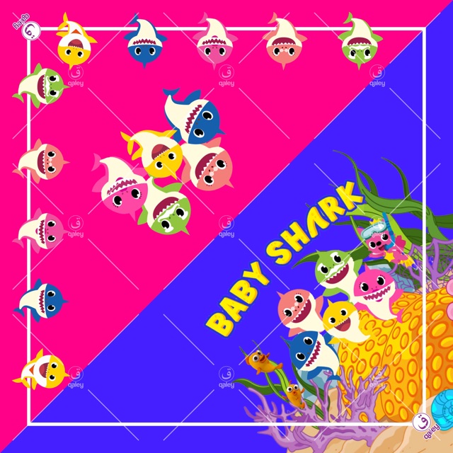 VOAL PRINTING ANAK MOTIF BABY SHARK / HIJAB ANAK LUCU / JILBAB ANAK KARAKTER LUCU