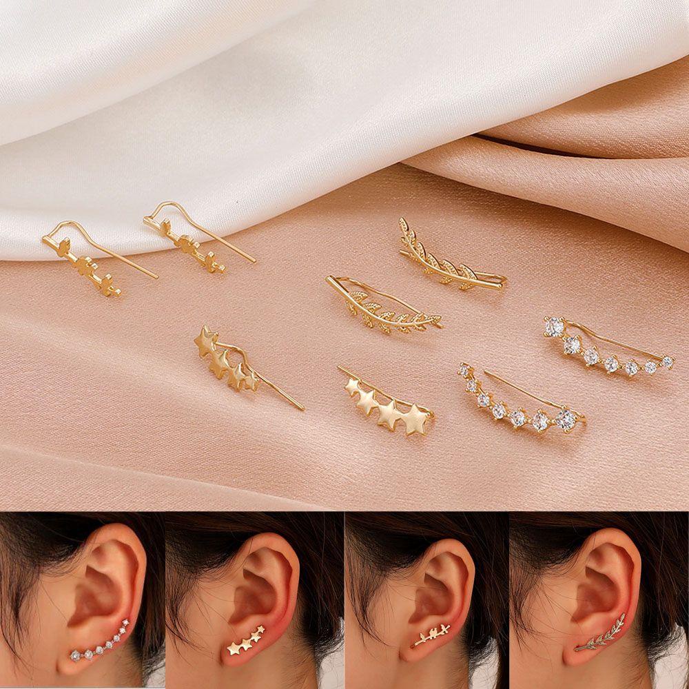 Anting LILY Star Pesta Warna Emas Zirkon Tindik Stud