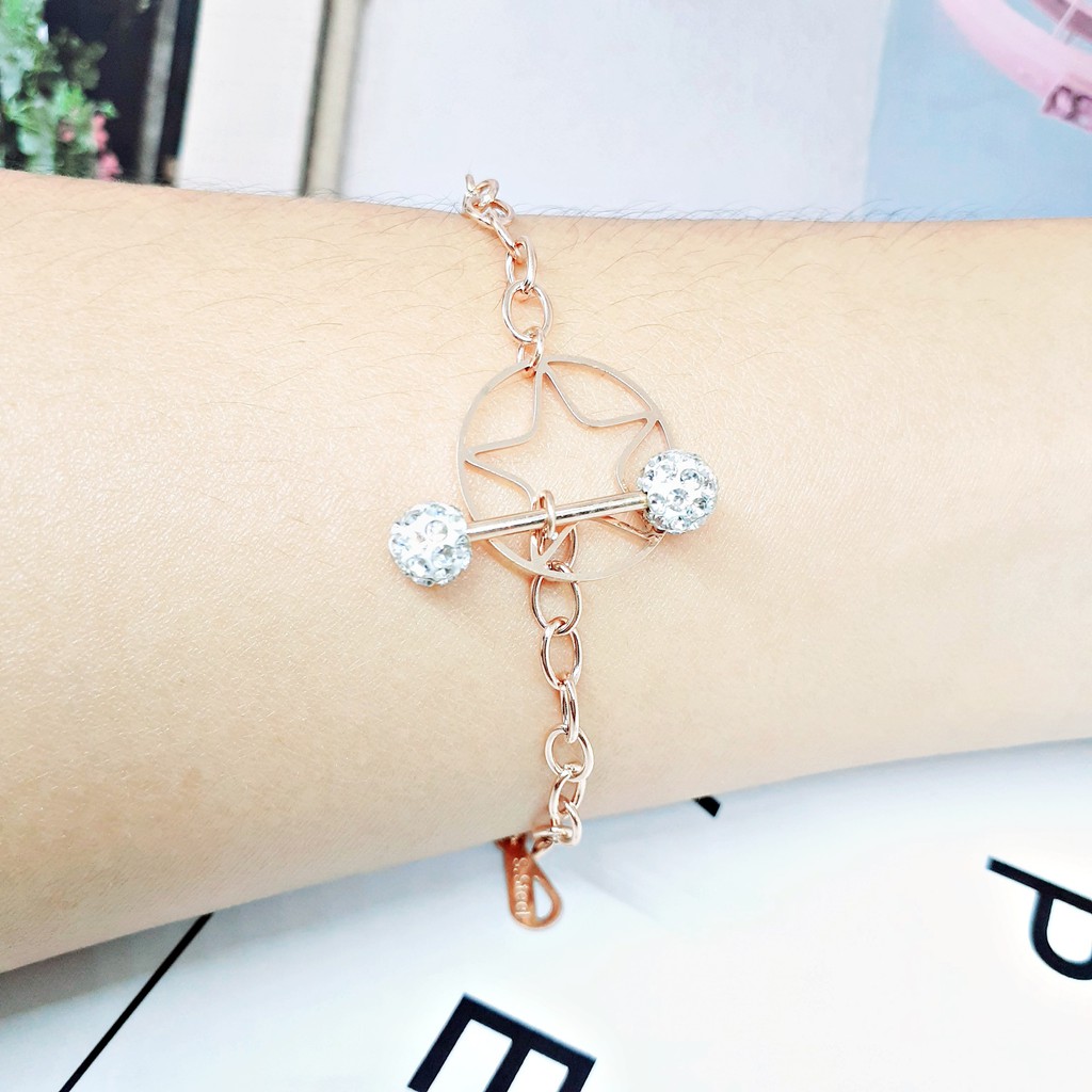 Gelang Titanium Big Star Korean Style Rosegold - BB579
