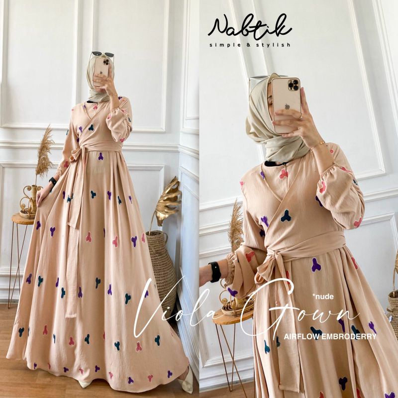 Viola Gown Series Gamis Nabtik Hijab Ori Terbaru
