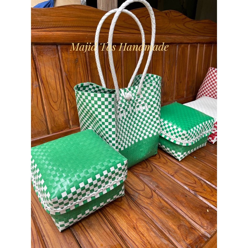 Tas Souvenir / Tas Besek Isi 2 Tumpuk / Besek Set Isi 2 / Souvenir Lebaran / Keranjang Serbaguna