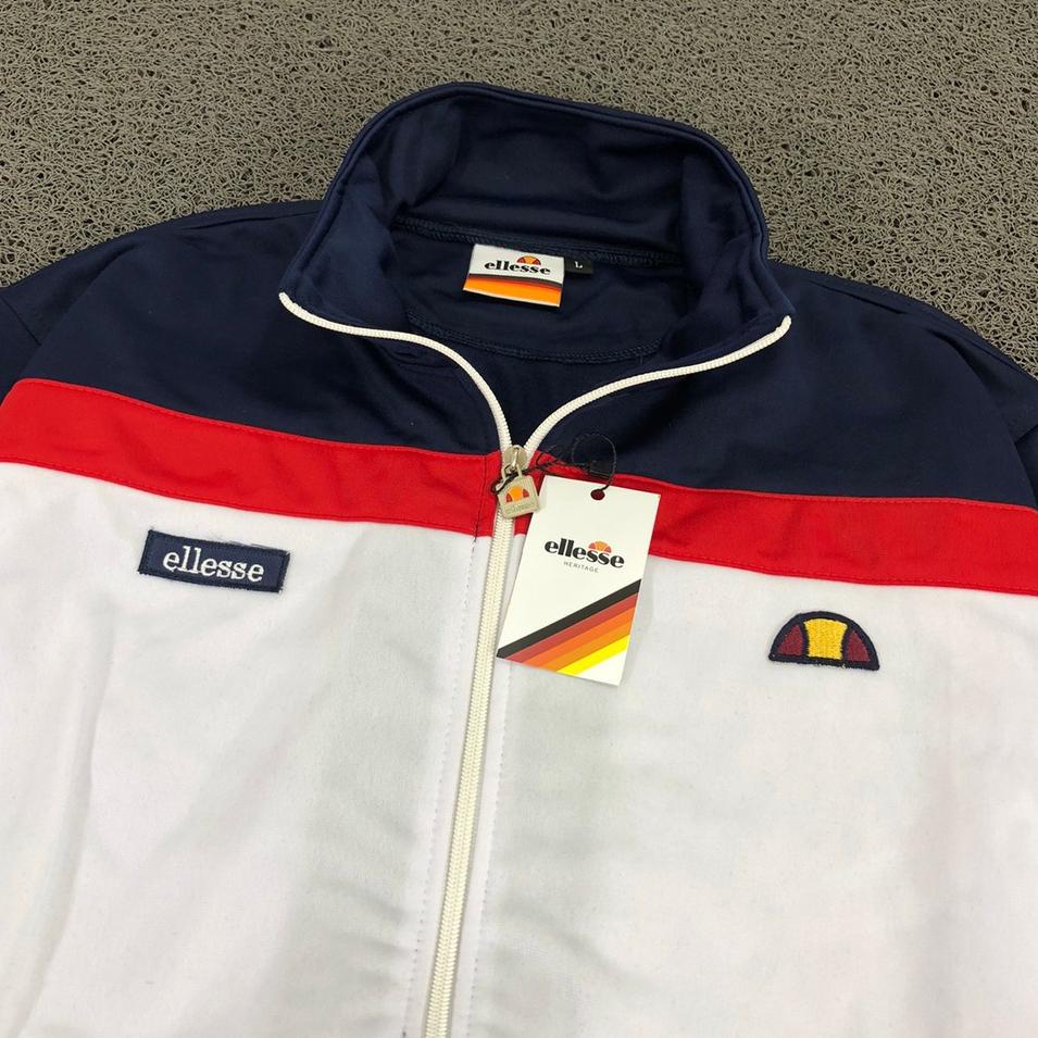 Terbaik.. JAKET TRACKTOP ELLESSE NAVY WHITE AUTHENTIC CASUALS PREMIUM ZIPPER