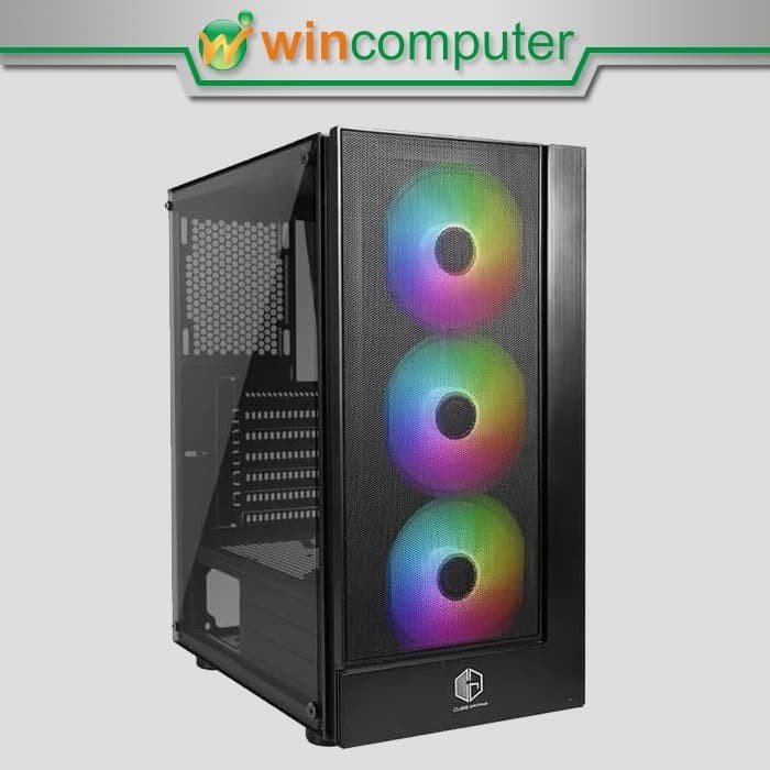 Cube Gaming Licht - Tempered Glass, ATX, 3x Rainbow RGB Fan