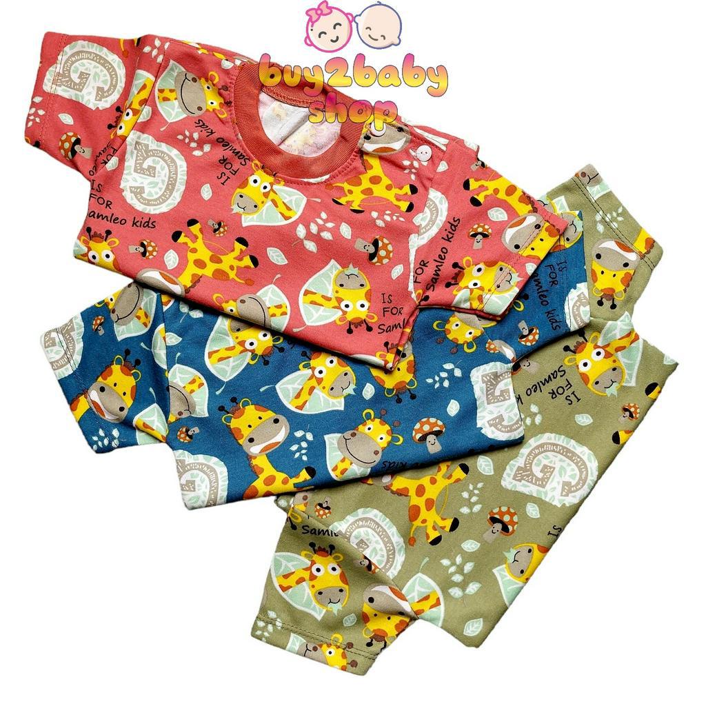 3 PCS Baju anak bayi kaos oblong katun motif warna premium Samleo Baby usia 0-2 Tahun isi 1-3 PCS