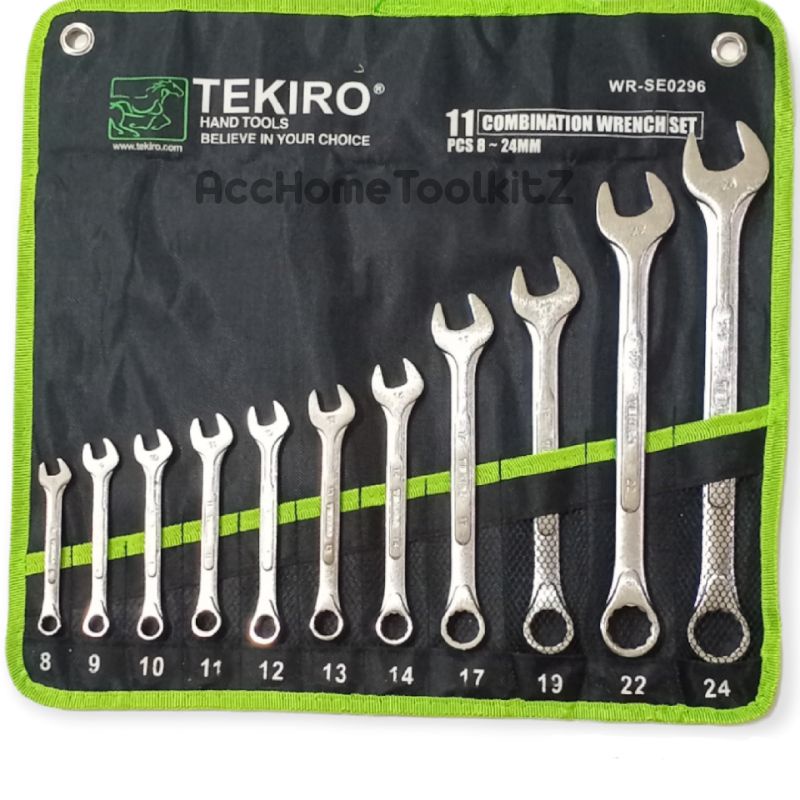 TEKIRO Kunci Ring Pas Set 11 Pcs Ukuran 8 - 24 / 8MM , 9MM , 10MM , 11MM , 12MM , 12MM , 13MM , 14MM , 17MM , 19MM , 22MM , 24MM