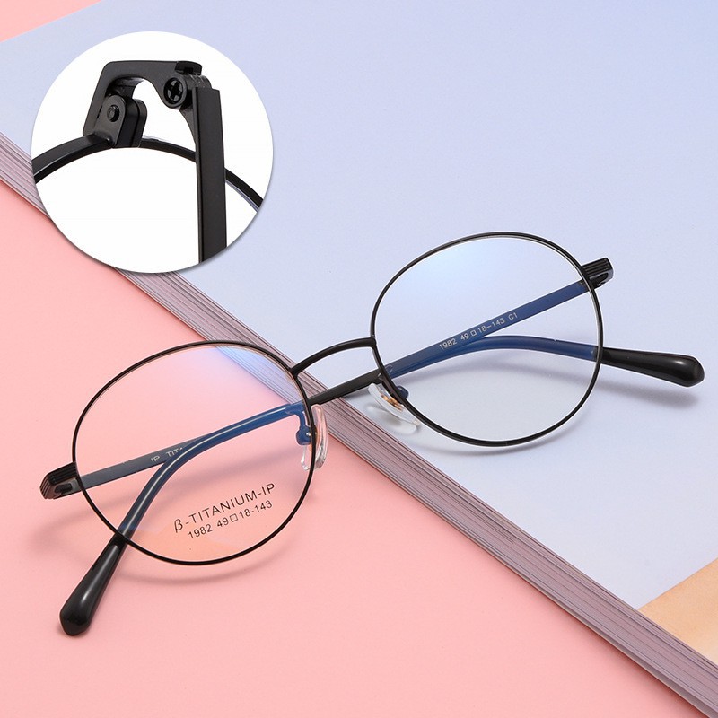 ♥TMALL88♥ Kacamata Baca Frame KM69 Anti Radiasi Metal Gaya Retro Untuk Pria / Wanita NO MINUS