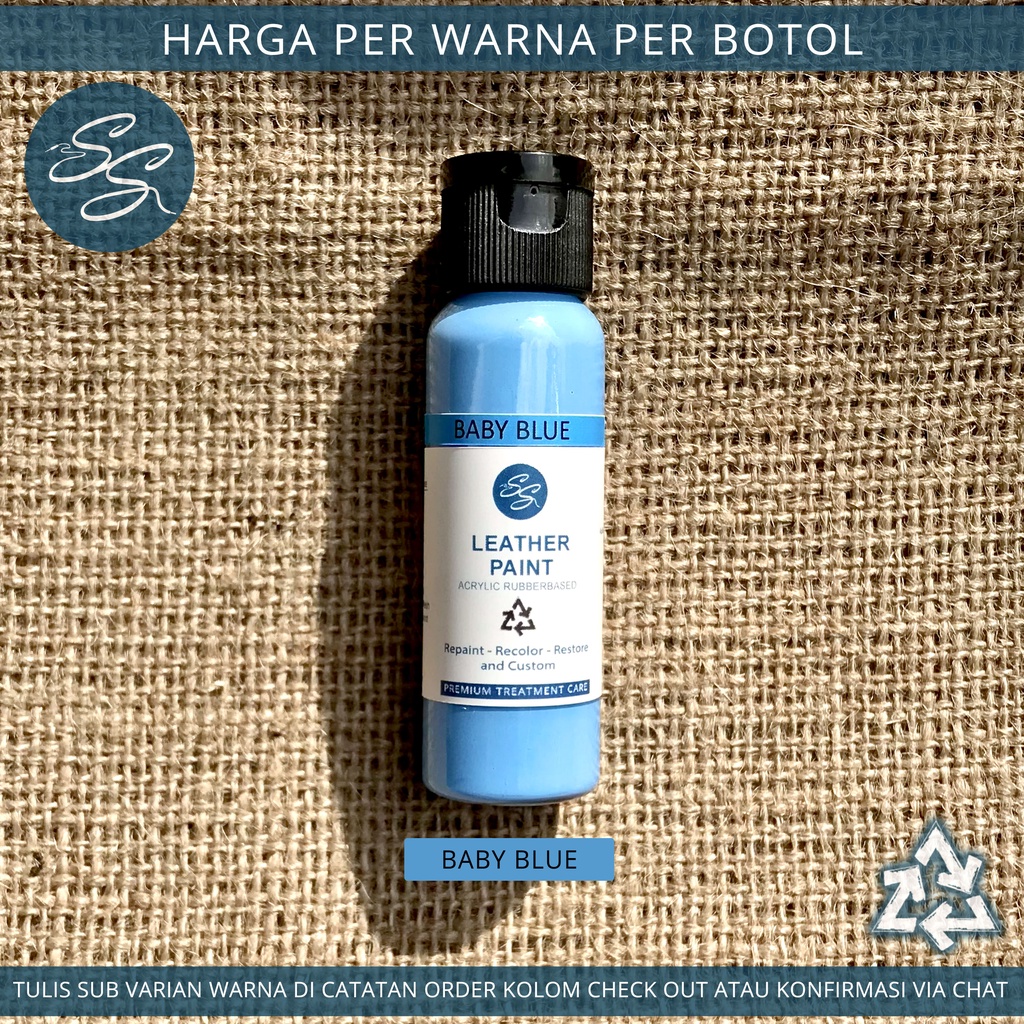 Cat Sepatu Kulit SS Leather Paint - Acrylic Rubber Cat Midsole, Rubber, Boost - Cat Tas Jaket Kulit-Baby Blue