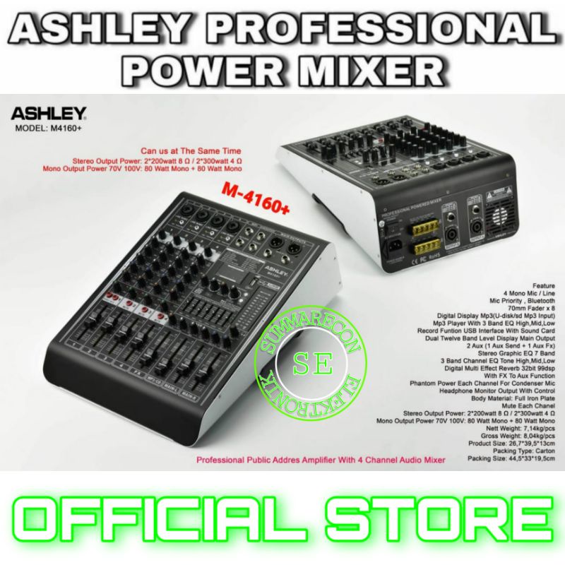 power mixer 4 channel original ashley m4160+ power mixer ashley