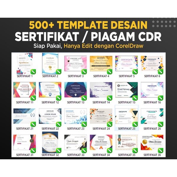 

Template Sertifikat Piagam Penghargaan 500 Desain Premium