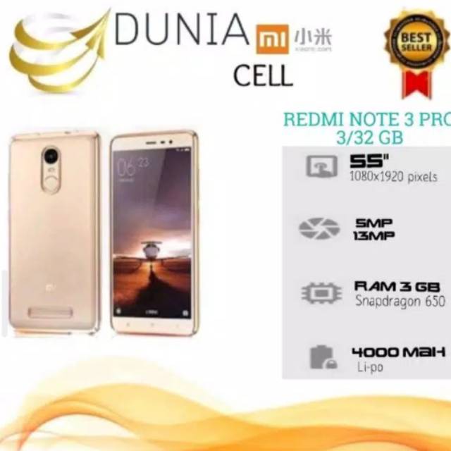 XIAOMI REDMI NOTE 3 PRO 3/32 GB MURAH (GARANSI 1 TAHUN)