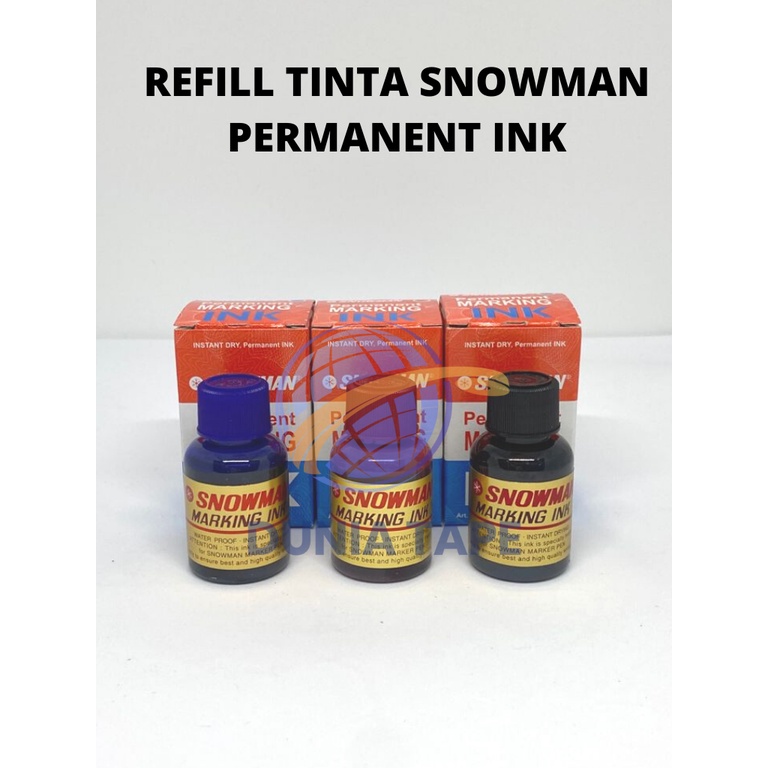 

Refill isi tinta permanent ink snowman / tinta isi ulang snowman - Hitam merah biru