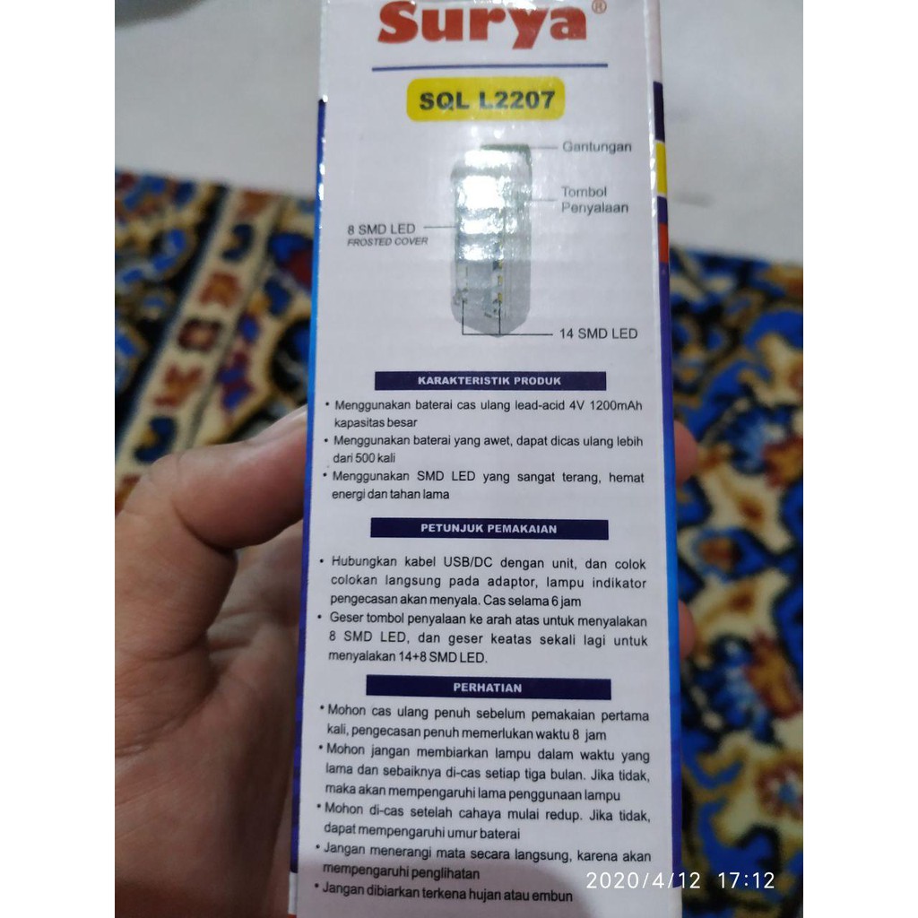 Lampu Emergency Darurat Surya SQL L2207 ada 22 SMD LED Sangat Terang