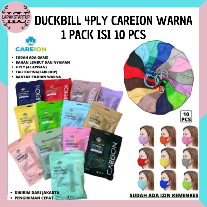 [ Careion ] Masker Duckbill 4 Ply isi 10Pcs Model Sensi LS