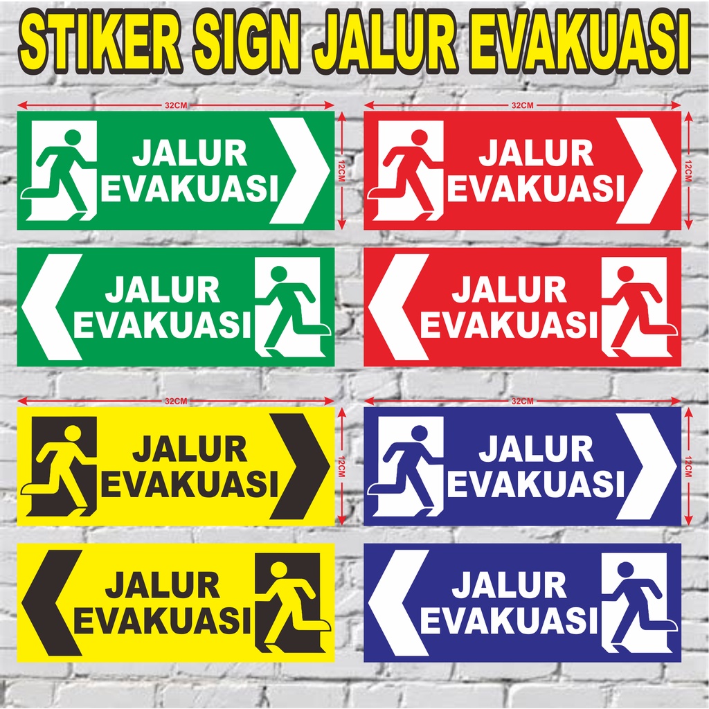 

STIKER SIGN JALUR EVAKUASI ( 1 set kanan kiri) MURAH
