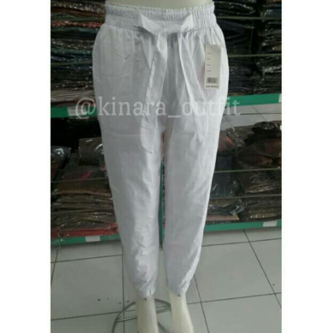 Free Ongkir Celana Jogger Putih Size Jumbo Bawahan Wanita White Pants