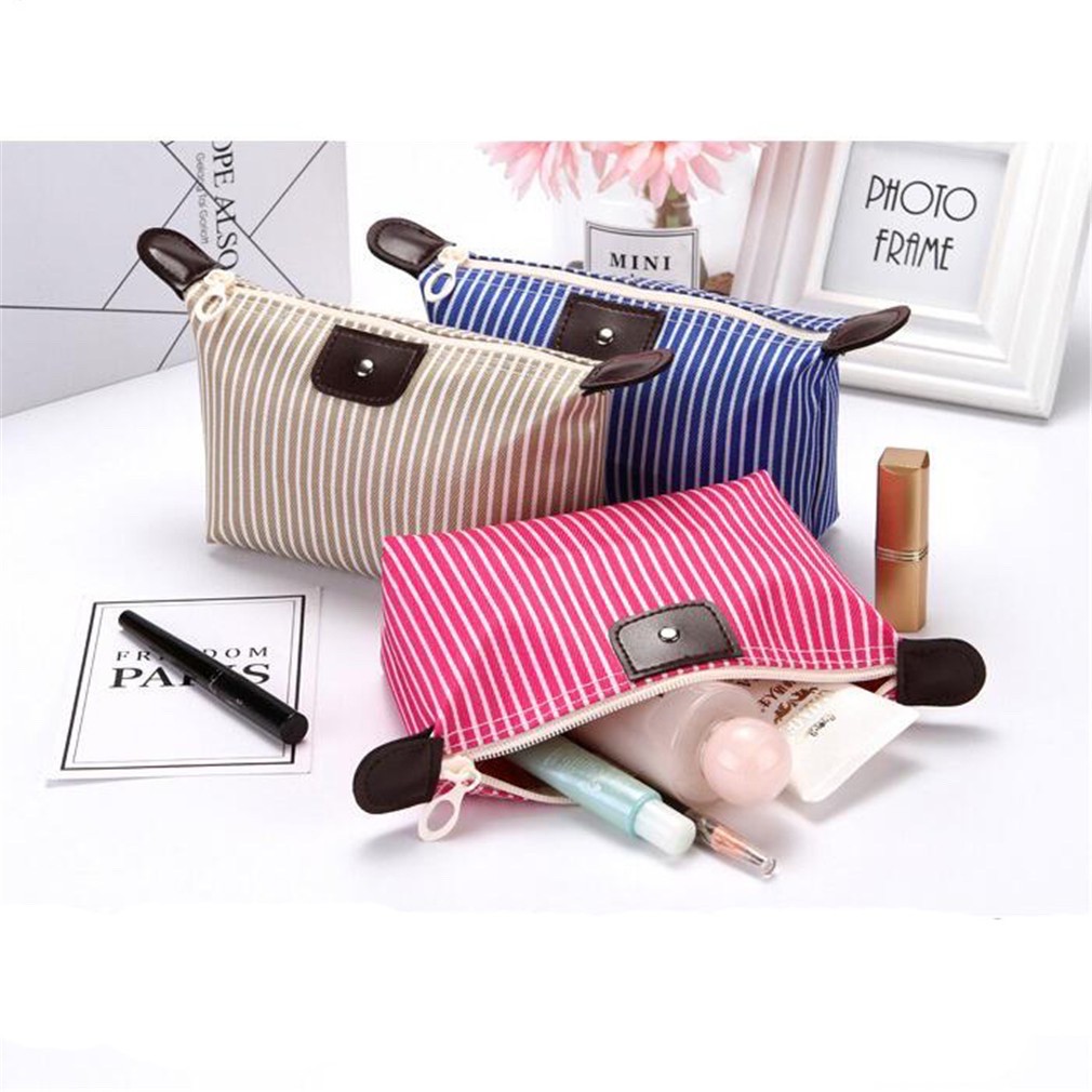 Tas Kosmetik Motif Garis | Kosmetik Pouch Garis