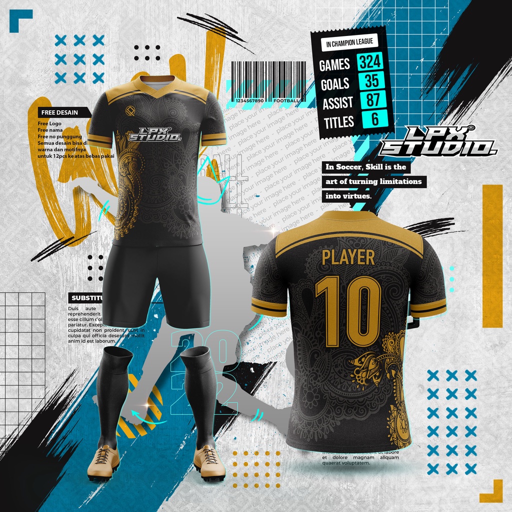 Jersey Futsal Gold Flower Free Name Set Custom