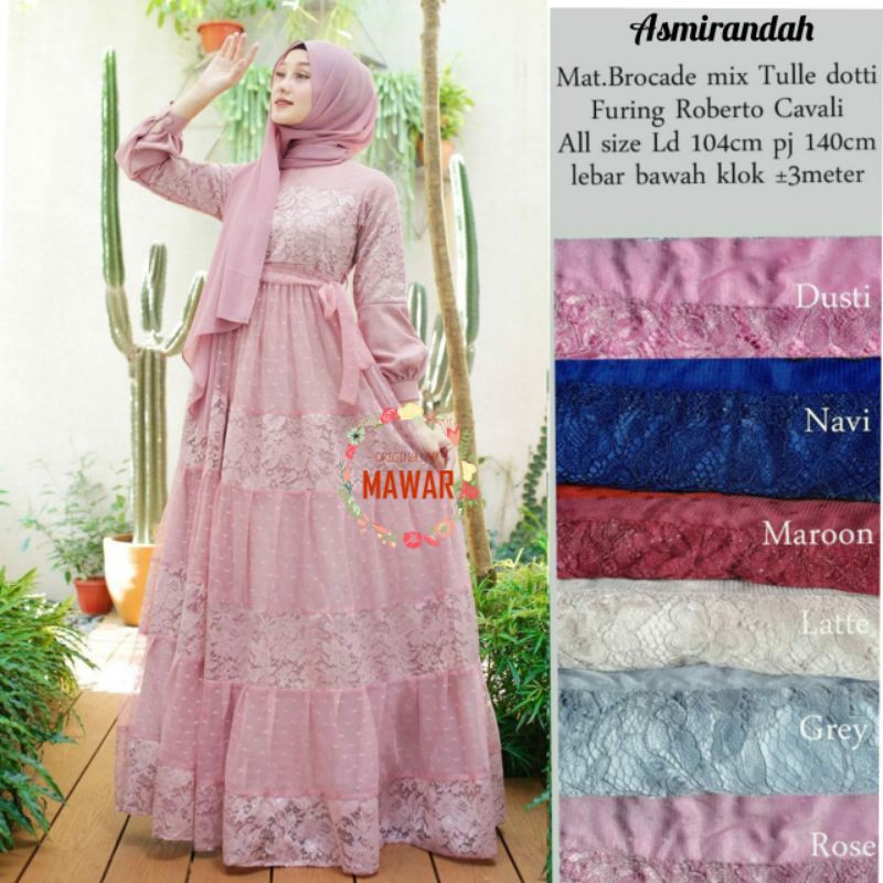 ASMIRANDAH GOWN TILLE BROKAT(BISA COD) GAUN PESTA GARANSI TERMURAH,DRESS,GAMIS