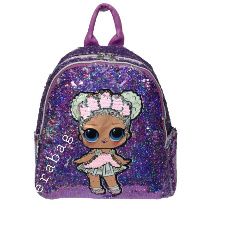 Tas sekolah anak cewe LOL Lampu LED Usap Sequin 9113B