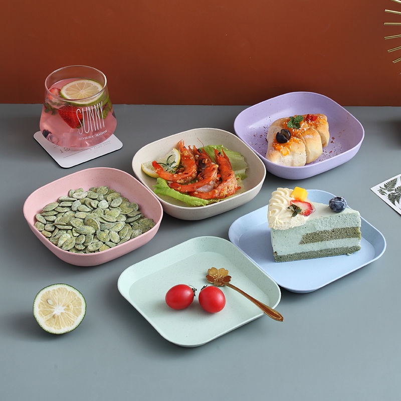 Hot Sale/Dapur Ramah Lingkungan Makanan Snack Dish Plate/Unbreakable Wheat Straw Lunch Dinner Dessert Fruit Plate Tray/Reusable Fruit Saucer Piring Saji Peralatan Makan Yang Bermanfaat