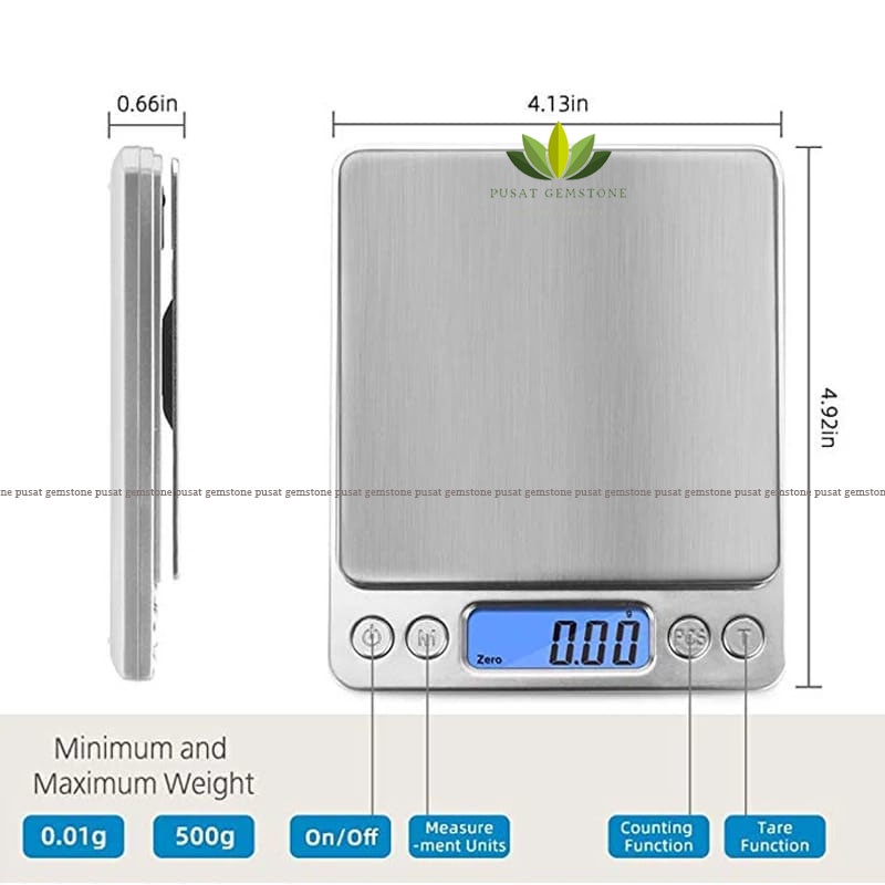 Timbangan Digital LCD Presisi 500G/0.01G Skala Keseimbangan Berat Gram Elektronik Mini untuk Timbangan Buah dan Sayuran