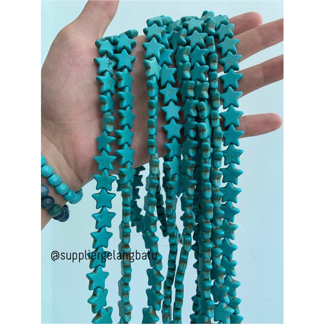 bongkah rough Batu PIRUS BIRU BINTANG 16mm bahan bandul gelang kalung