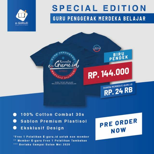 Kaos E Guru Id Biru Pendek Shopee Indonesia