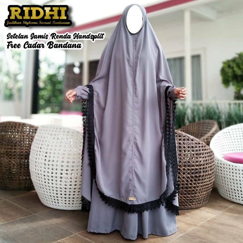 Set Setelan Gamis Syari Renda Khimar Super jumbo Handsplit baju wanita muslimah Dewasa Cadar Bandana