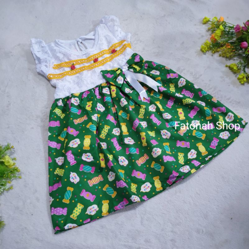 Dress anak 1 2 tahun gaun anak cewek brokat motif permen baju anak perempuan rel candy tory (dress rel candy tory )