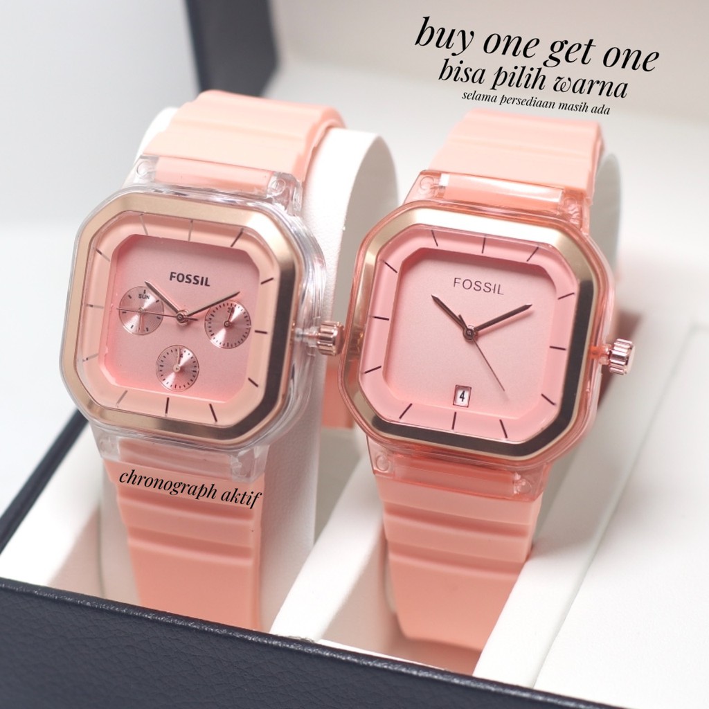Timewalk Store - Jam Tangan Wanita Promo FSL Square Chorono Aktif + FSL Square Classic Rubber