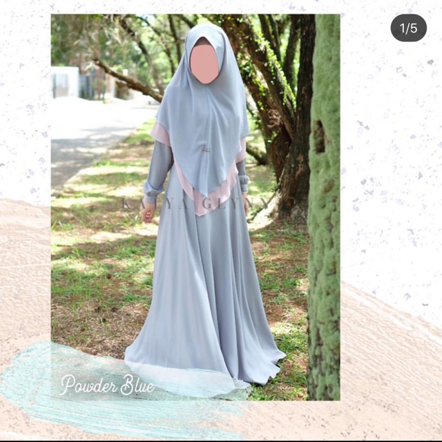 Preloved gamis katya glynn size L powder blue second murah