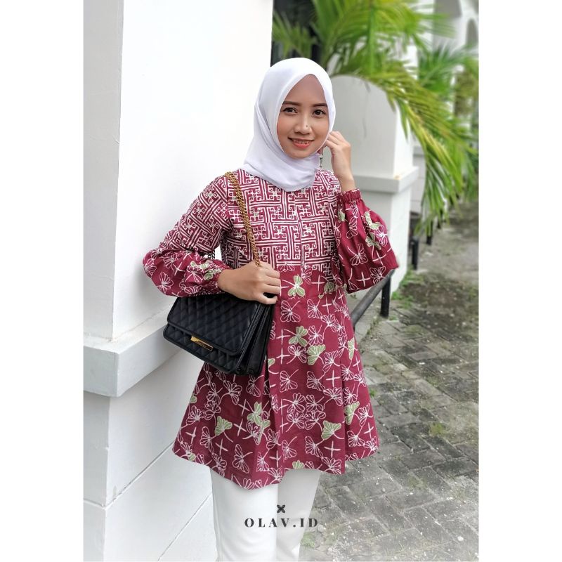 Arimbi Blouse Batik Kerja Kantor Wanita Merah