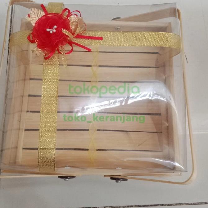

[COD] kotak kernjang bambu kue 25x25 mika + bunga [COD]