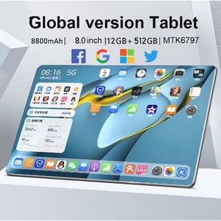 Promosi Tablet PC 12RAM 512 ROM 8 Inch Ultra Clear Screen 4G/5G Dual SIM Gaming Tablet Mendukung Bluetooth Mouse dan Keyboard