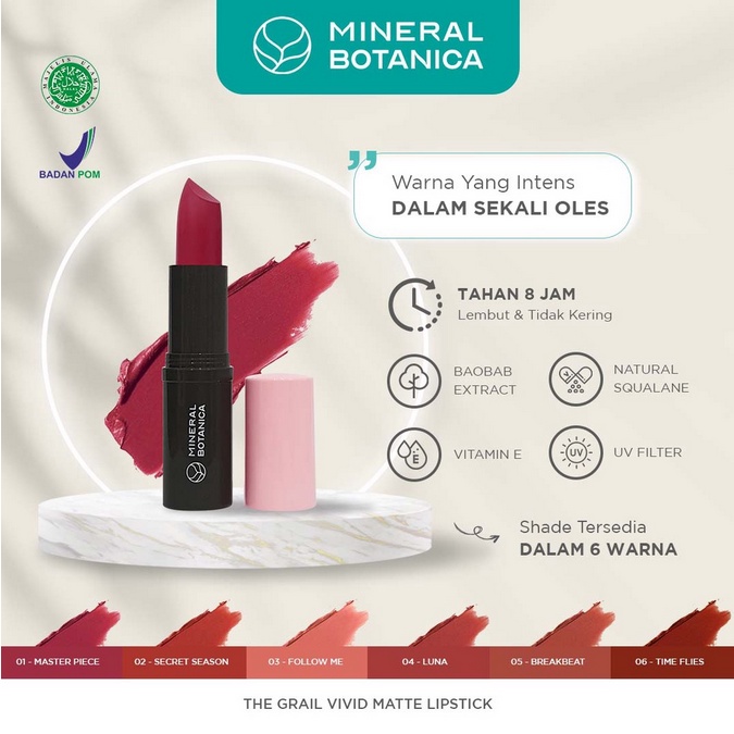 ❤ jselectiv ❤ MINERAL BOTANICA THE GRAIL Vivid Matte Lipstick | Lipstik Batang MINERAL BOTANICA