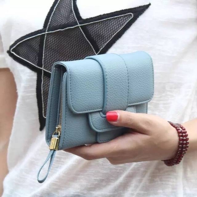 A1 Promo Dompet Wanita Lucu Elegan Bahan Taiga Ukuran 19x9 Warna Ungu Tosca Biru Hitam Fanta Murah