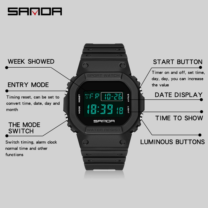 SANDA 329 Jam Tangan Pria Wanita Digital Tali Rubber Shockproof Anti Air WATCHKITE WKOS