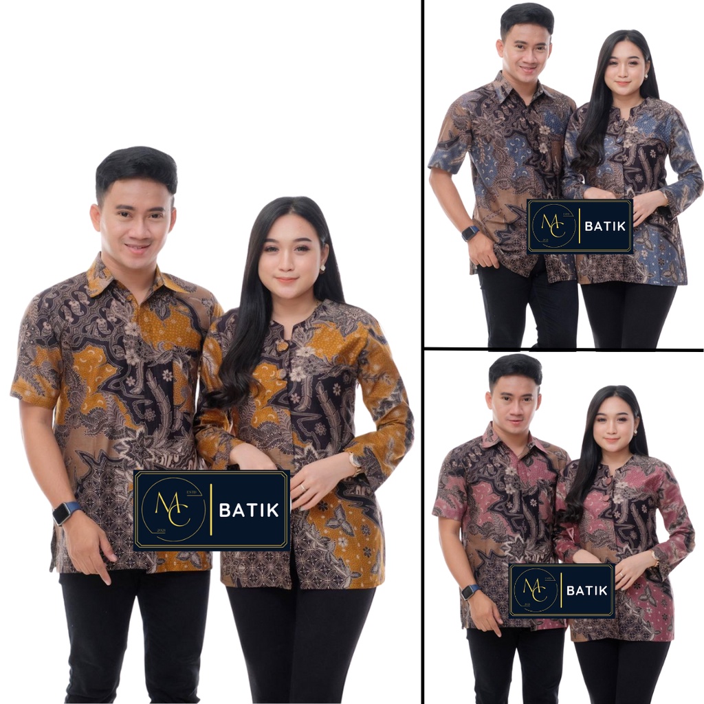 Batik Couple (MC Batik) - Atasan Batik Couple Tunik Kemeja Lengan Panjang Bahan Katun PremiumTerbaru M L XL XXL Jumbo