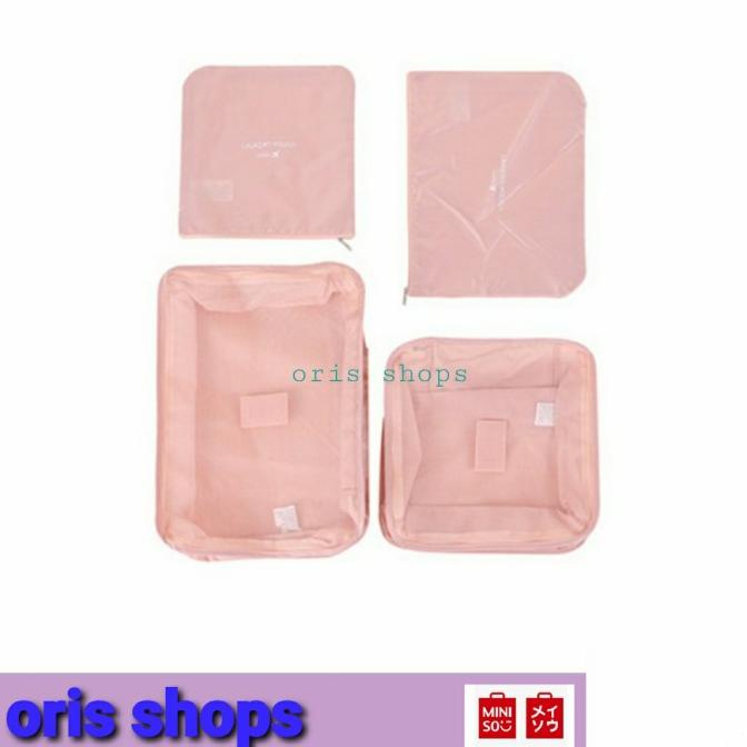 MINISO - Foldable Travel Organizer Bag 4pack || Kantong Baju Travel Trusted Seller