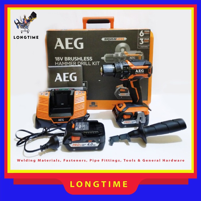 Mesin Bor AEG BSB18B2M-402C 18VOLT BRUSHLESS HAMMER DRILL BSB 18VB2M 4.0AH AEG BSB 18 B2M