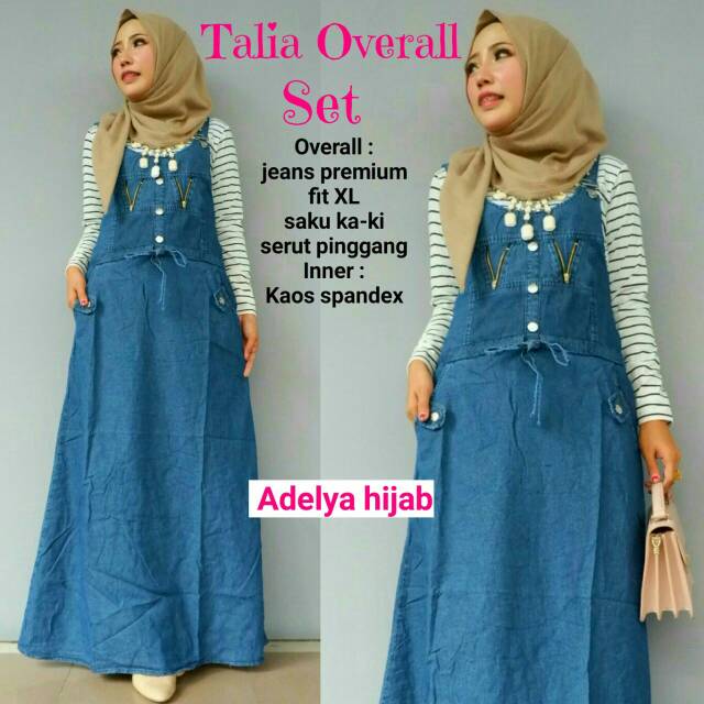 Gamis Talia overall set jeans