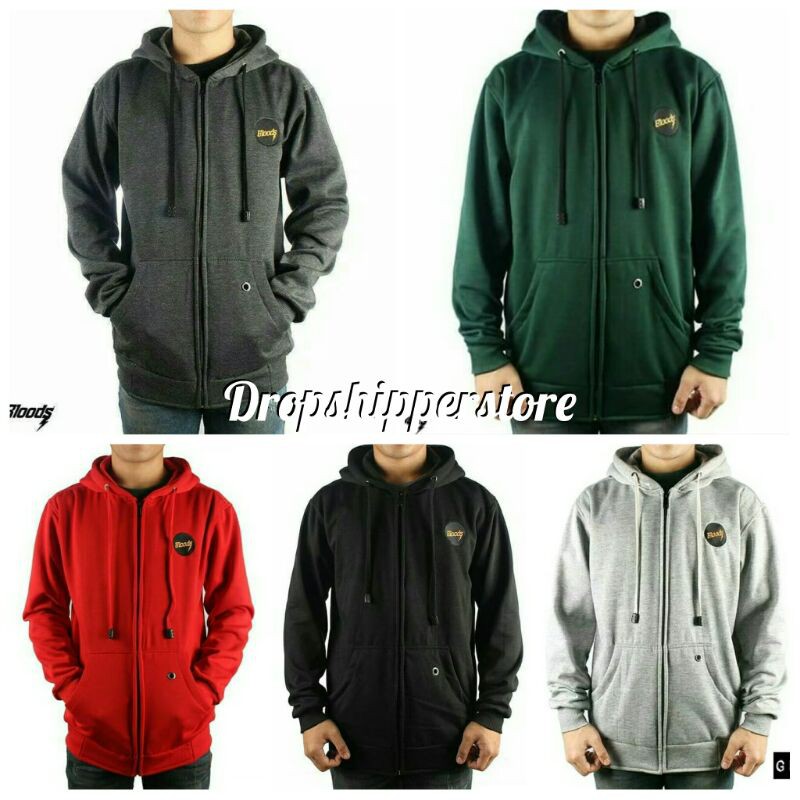 Jaket Sweater zipper distro bloods Pria wanita - Jaket Blods Murah