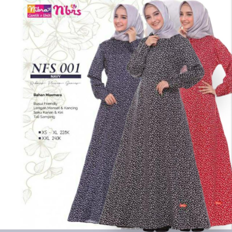 GAMIS NFS 001 HITAM MERAH NAVY || NIBRAS