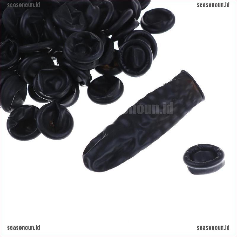 (sea) 100pcs Sarung Jari Bahan latex Anti Slip Warna Hitam Untuk Kapur Elektronik