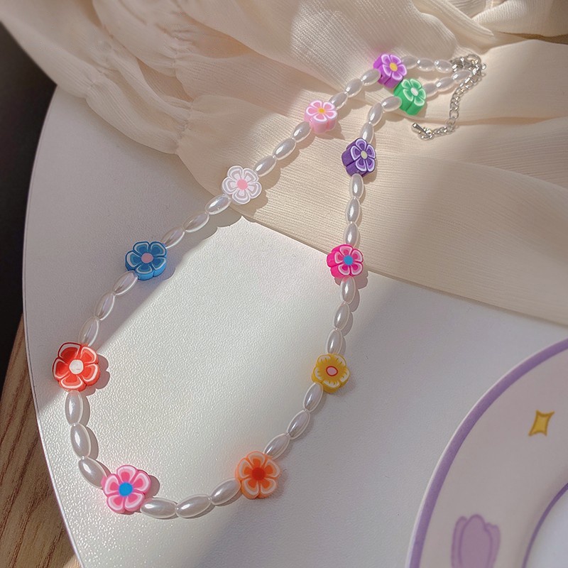 AY(CN) Kalung Choker Rantai Manik-Manik Mutiara Warna-Warni Untuk Wanita