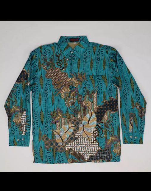 Eb Tradisional Kemeja Batik Lengan Panjang Motif Batik Rumput Bahan Semi Sutra