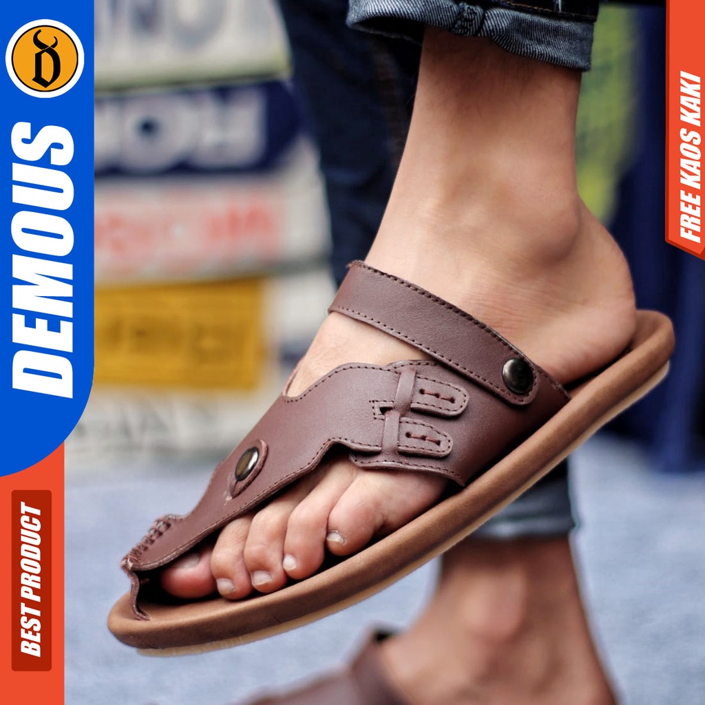 DEMOUS LUCKY Sandal Jepit Kulit Asli