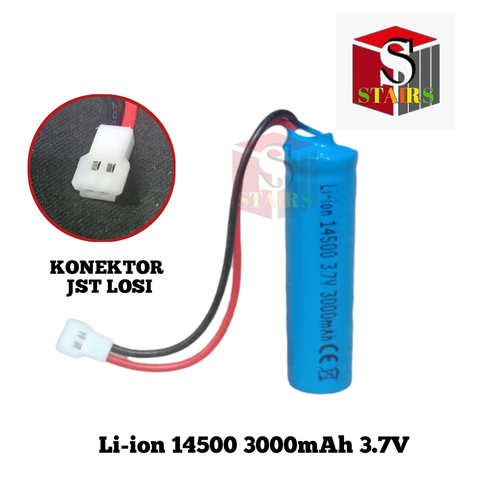 Baterai RC/ Remot Control / Baterai Drone &amp; Mainan Remot Control Lainnya 1x 14500 3000mAh 3.7V Konektor JST LOSI